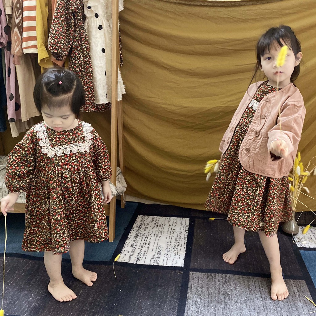 Váy hoa nhí vintage bé gái