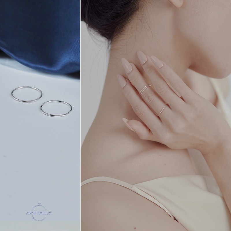 Nhẫn bạc nữ trơn tròn basic Asimi, Nhẫn bạc 925 đơn giản nhiều size tặng khăn lau bạc Basic Ring NA05