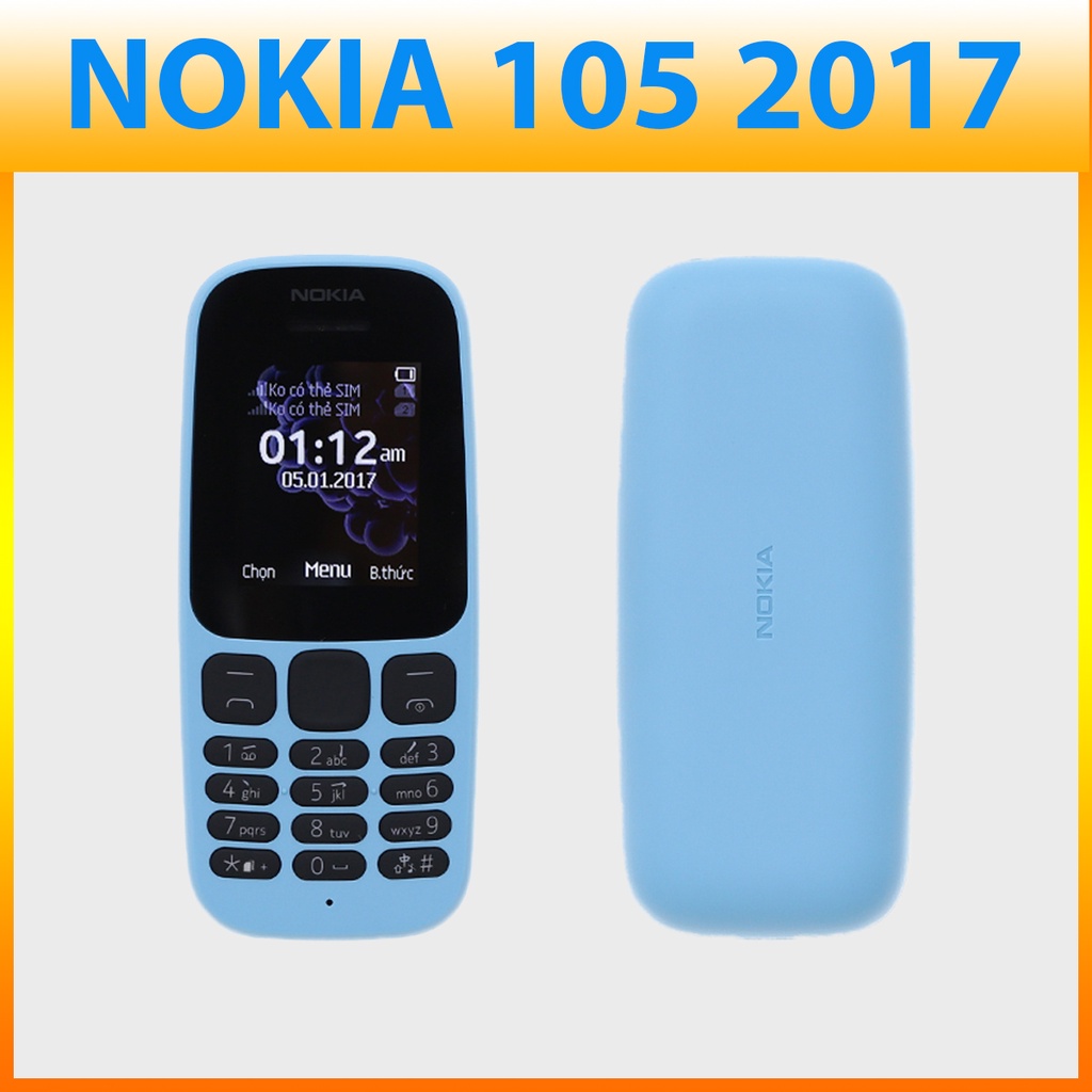 Điện Thoại Nokia 105 2 Sim Cổ (2017) Zin Chính Hãng Bền Đẹp Pin Trâu Giá Rẻ Phím Êm Mượt Màu Xanh Đen Nhỏ Gọn Bo Góc