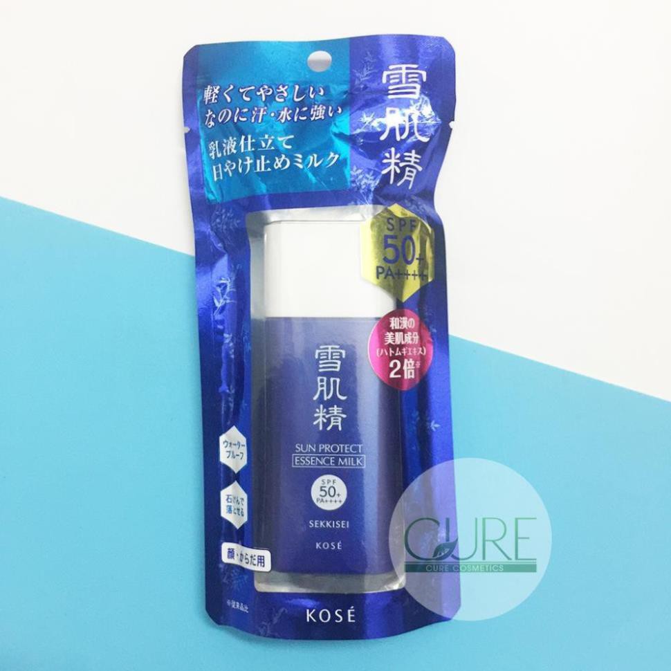 [Mẫu mới tặng] Kem chống nắng Kose dạng Milk Sekkisei Sun Protect Essence Milk SPF 50 60gr