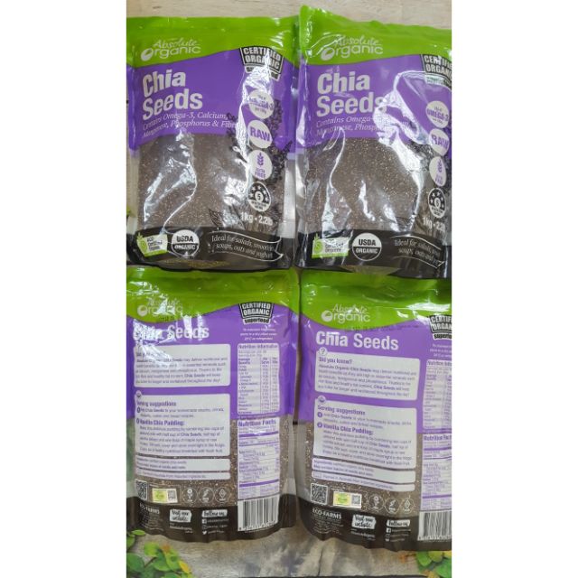 Hạt Chia Absolute organic Úc gói 1KG ( hàng nhập khẩu chính ngạch có hóa đơn đỏ)