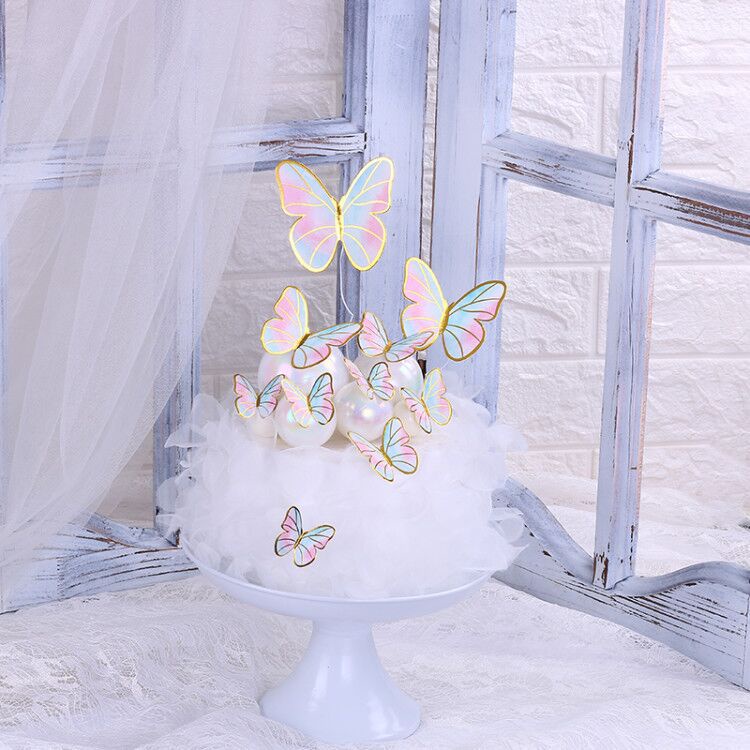 Set 11 phụ kiện trang trí bánh kem hình bướm dễ thương