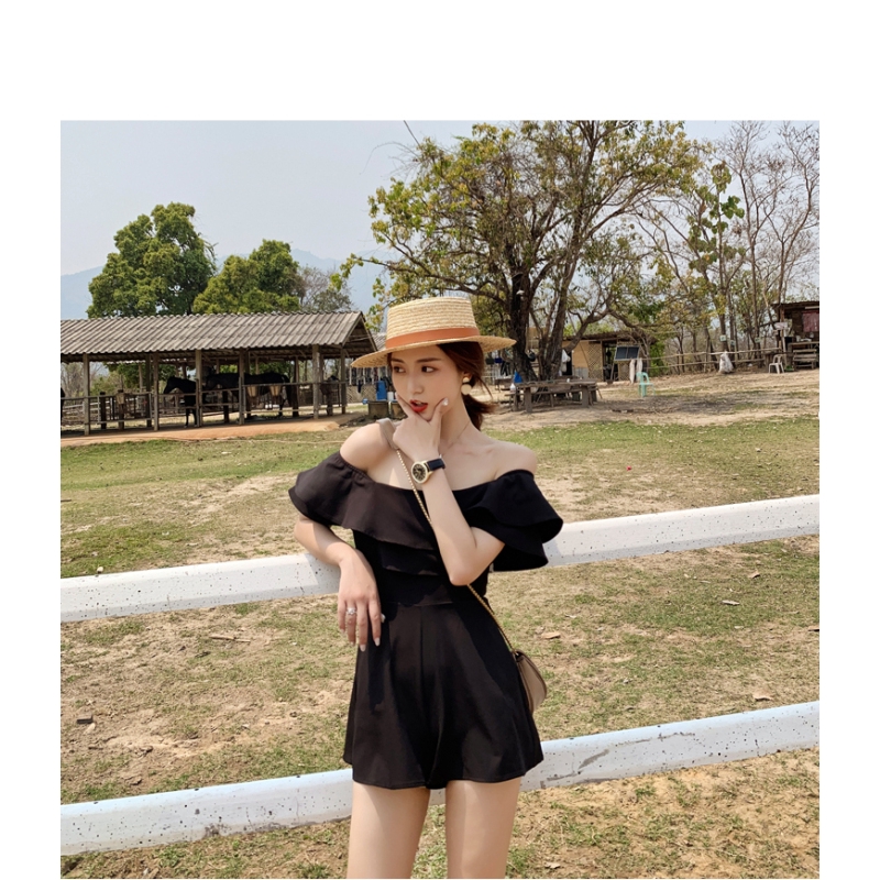 Bộ Áo Liền Quần Trễ Vai Dáng Rộng Eo Cao Quyến Rũ Trẻ Trung Cho Bạn Gái | BigBuy360 - bigbuy360.vn