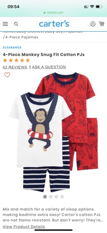 Set 2 bộ pijama carter’s