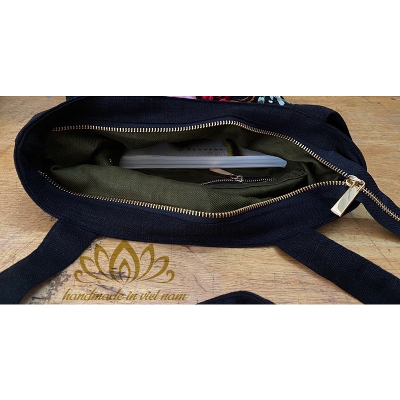 Túi tote thêu ruy băng, quà tặng đối tác