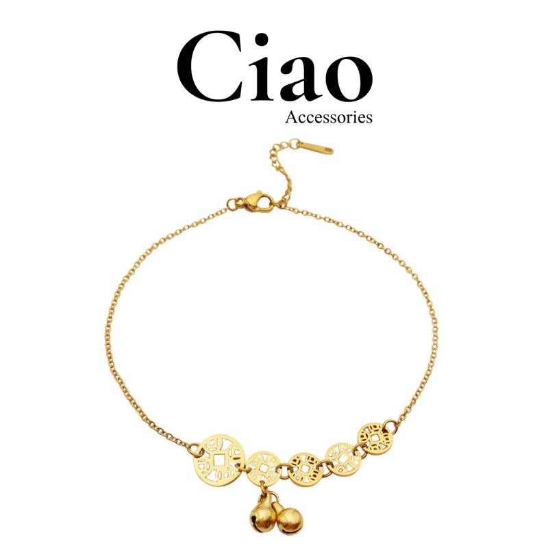 Vòng chân/ Lắc chân titan không gỉ thiết kế đồng xu tinh tế Lucky Money Ciao