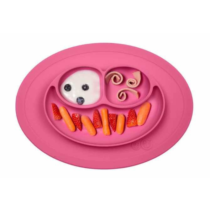 Khay ăn dặm silicon bám dính cao cấp hình tròn và bò sữa cho bé