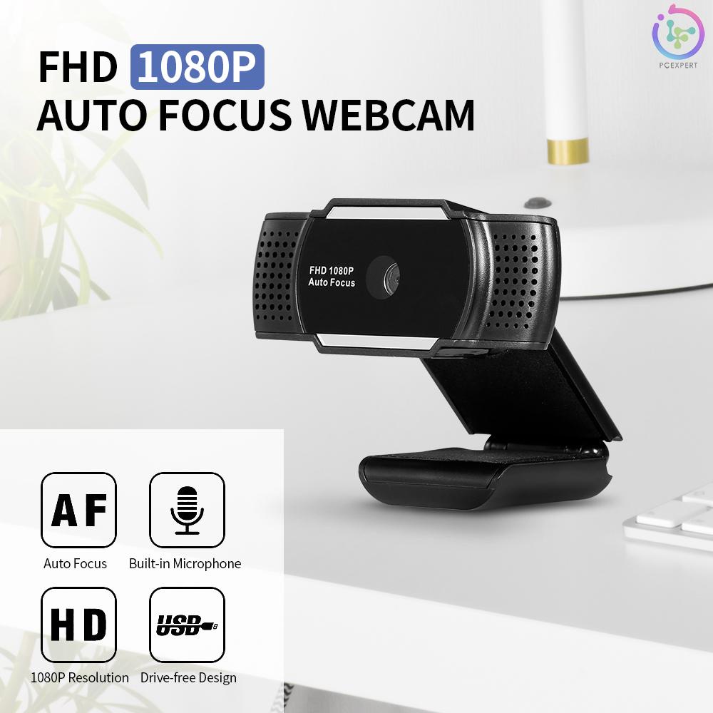 1080P USB Webcam Auto Focus Web Camera with Privacy Cover Built-in Microphone Drive-free Camera for PC Laptop Black