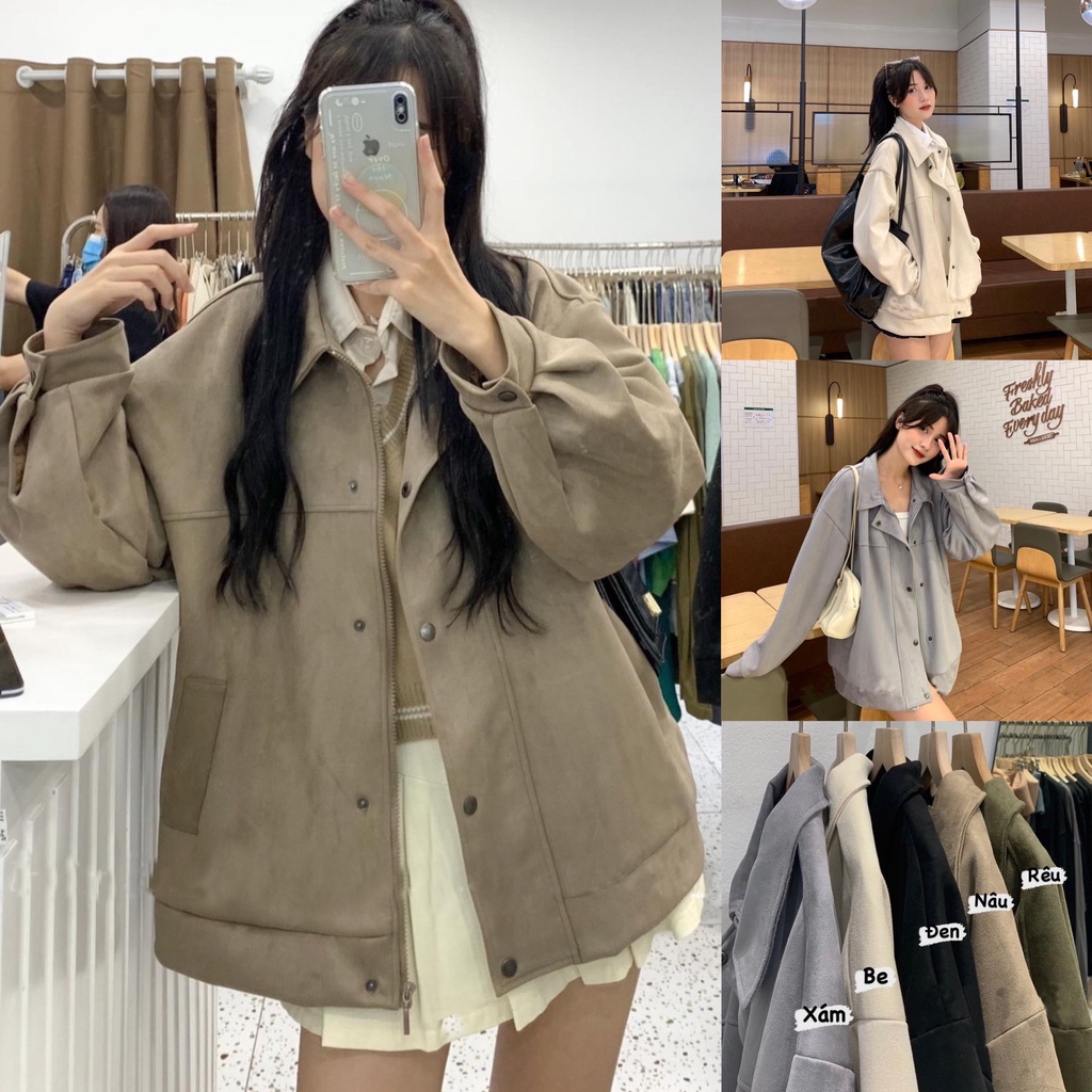 Áo khoác da lộn nữ cao cấp mới nhất thu đông hot trend 2022 phong cách cá tính trẻ trung Kozoda AK15