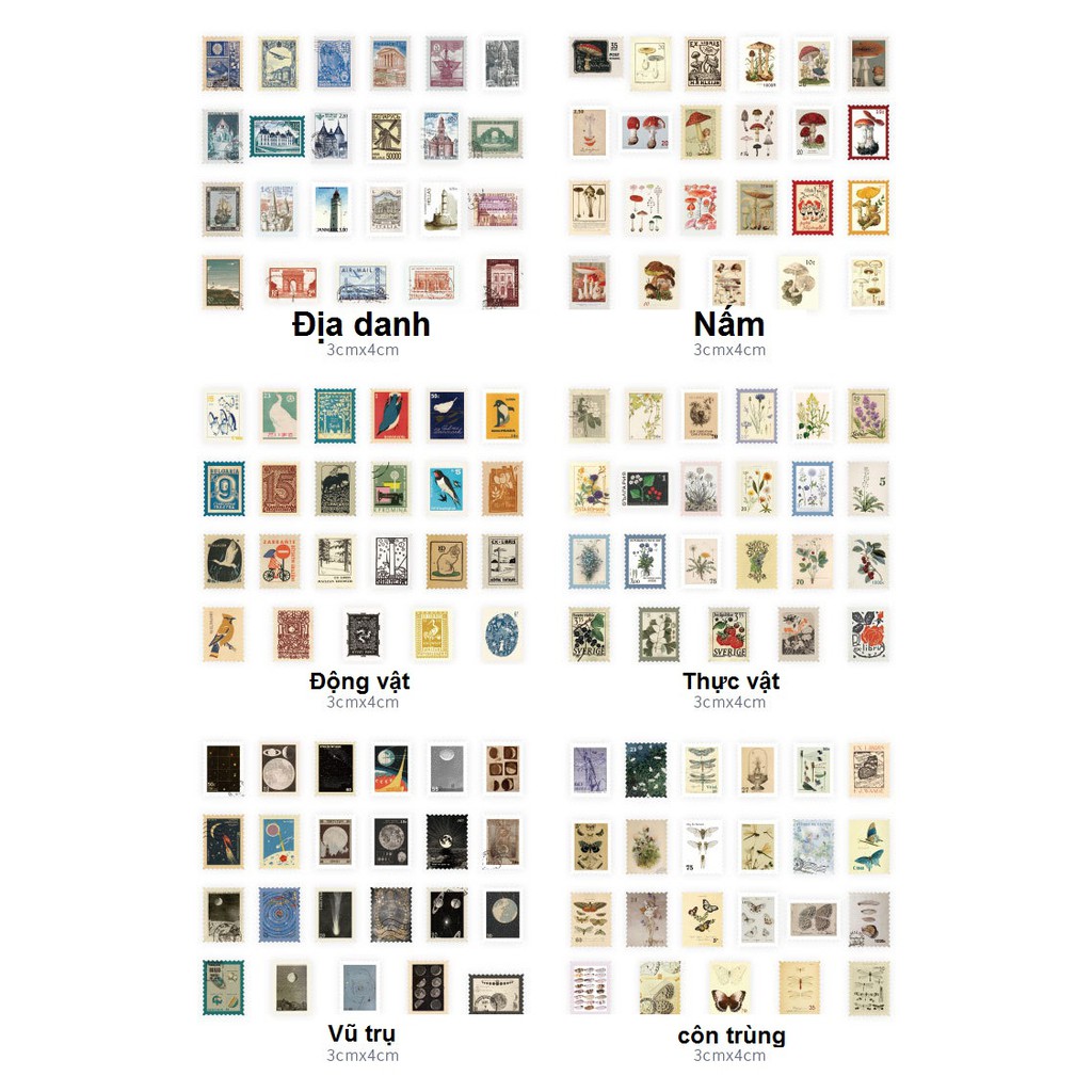 Set 46 Sticker Tem Thư Dán Trang Trí Planner, Scrapbook Nhiều Mẫu