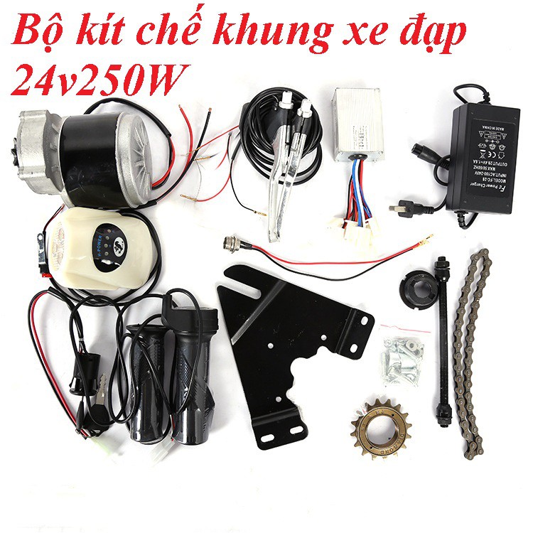 BỘ KÍT CHẾ XE ĐẠP ĐIỆN 24V250W ĐỘNG CƠ GIẢM TỐC