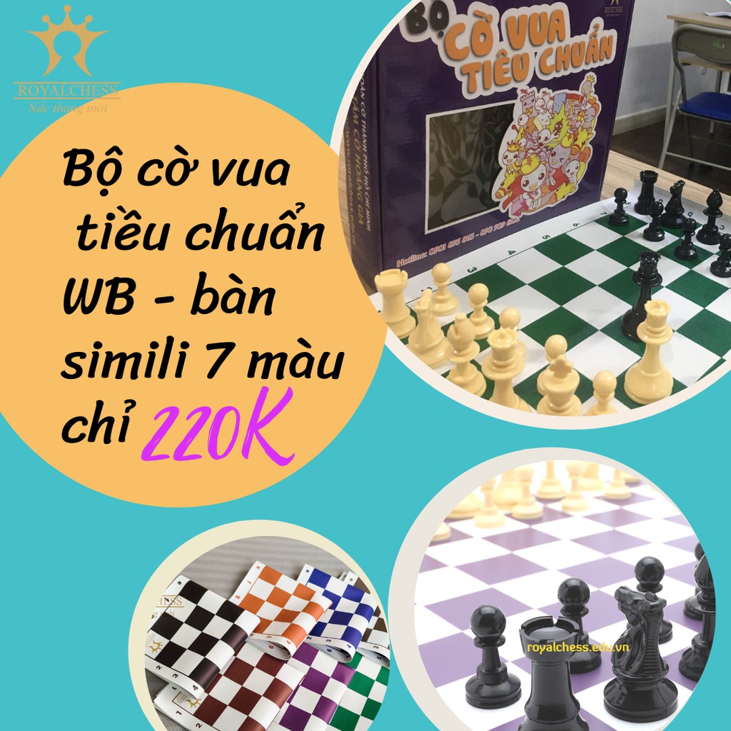 Bộ cờ vua RoyalChess tiêu chuẩn thi đấu WB (Bàn simili) ROYALCHESS bàn 40x36cm