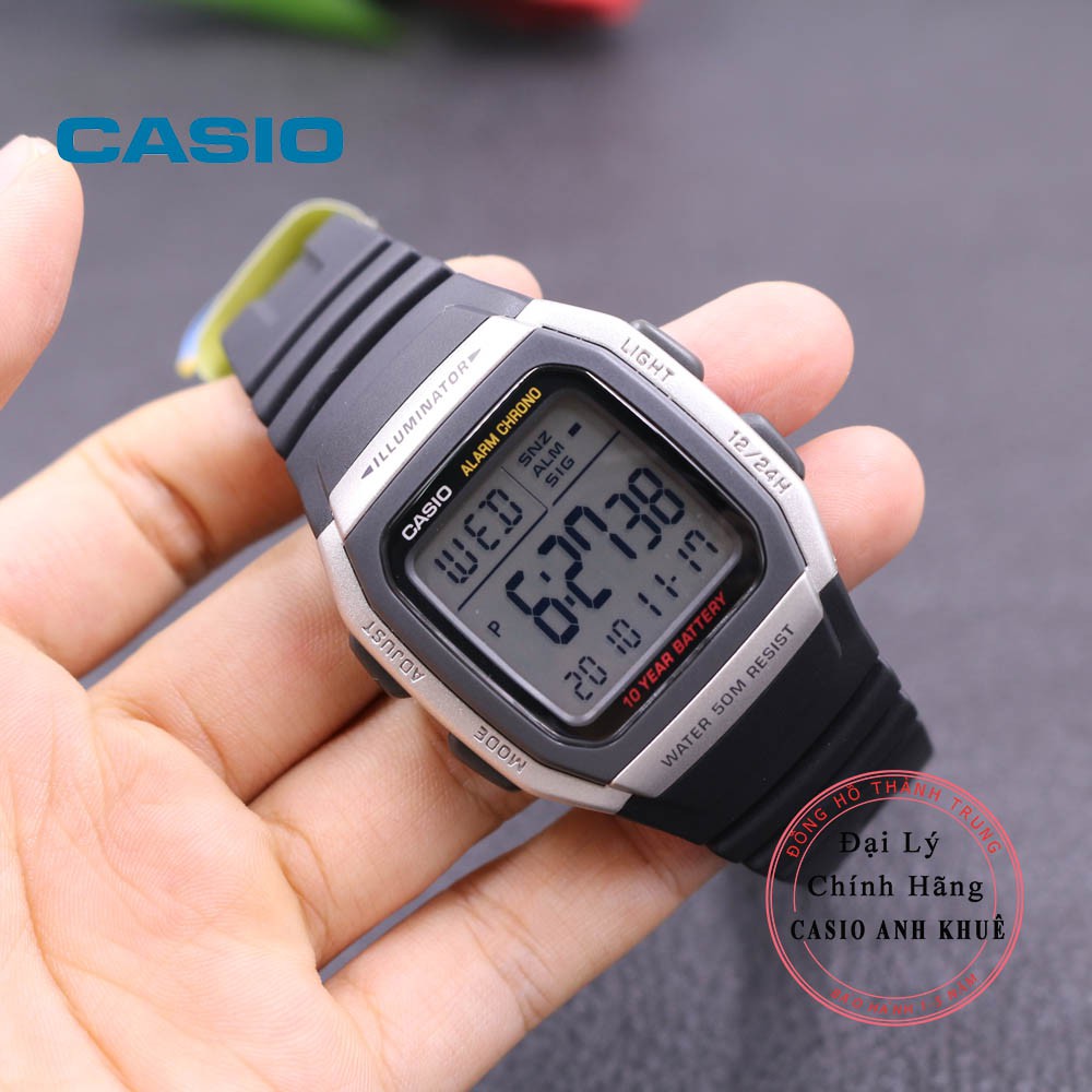 [Mã FARSBR153 giảm 15% đơn 150K] Đồng hồ nam Casio điện tử W-96H-1AVDF pin 10 năm dây nhựa