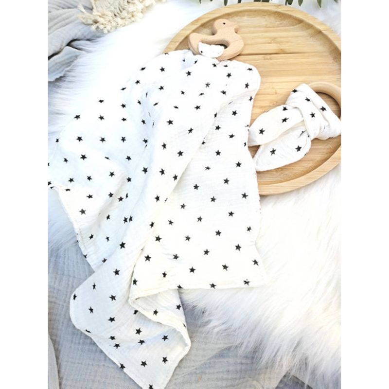 Haha Yếm Ăn Cotton Có Vòng Nhẫn Hình Động Vật Cho Bé Mọc Răng