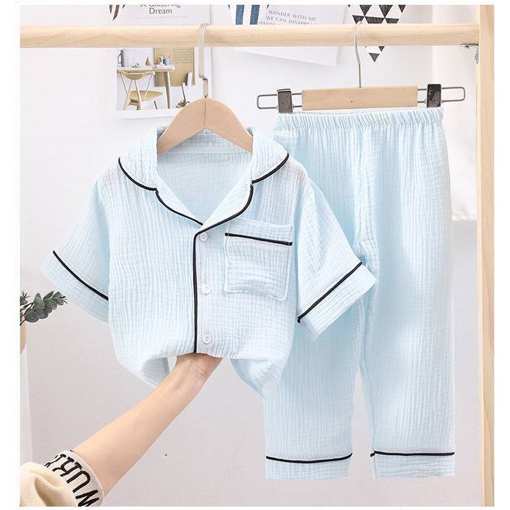 Bộ Đồ Ngủ Cộc Tay Cho Bé Trai Bé Gái SUMO KIDS, Bộ Pijama Cộc Tay Chất Đũi Cao Cấp Cho Bé Từ 6-28kg