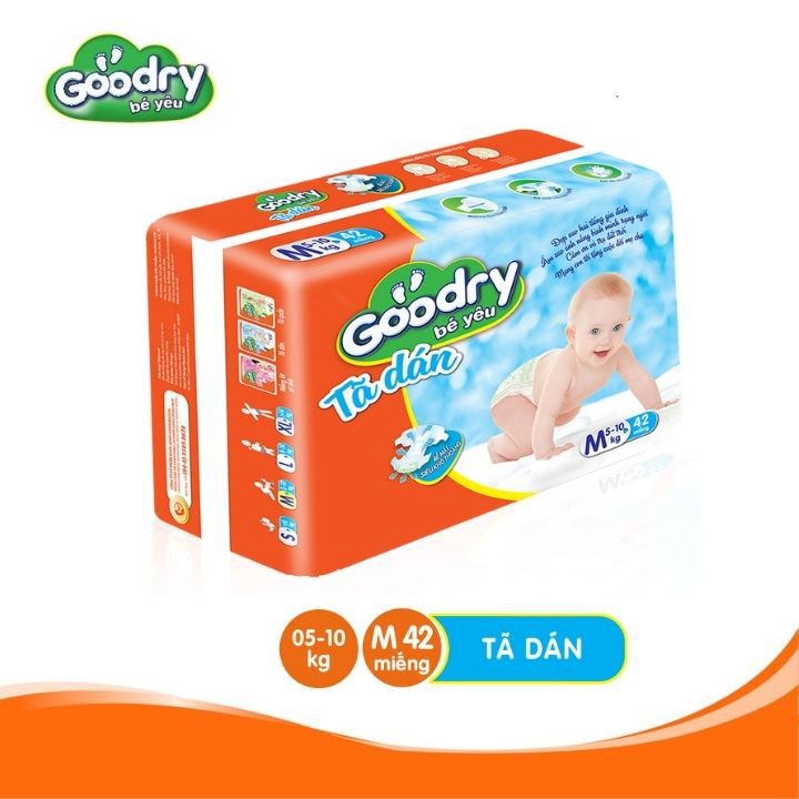 Tã dán Goodry S46/M42/L38/XL34 - Công nghệ Nhật Bản, Màng đáy thoáng khí 100% ngăn ngừa hăm tã