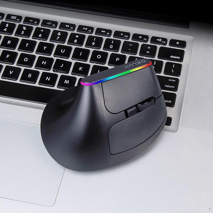 ஐ✖Chuột không dây dọc Delux M618c USB 2.4G DPI có thể điều chỉnh RGB chơi game công thái học cho gia đình và văn phòng