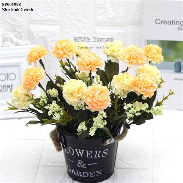 Cụm hoa cẩm tú cầu nhỏ decor trang trí đạo cụ chụp ảnh hoa giả đẹp - cam