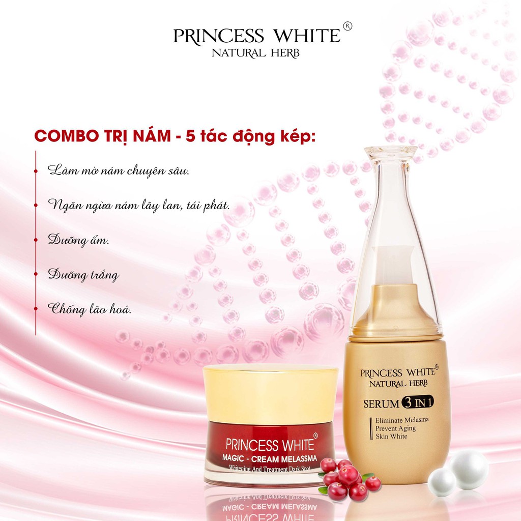 Bộ Serum 3in1 PRINCESS WHITE + Kem Nám MAGIC PRINCESS WHITE