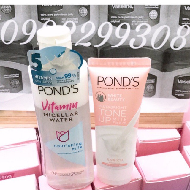 Combo bộ  Sản phẩm chăm sóc da dưỡng trắng Nâng Tone Pond’s ( Bộ gồm 1 Nước TT 100ml + 1 SRM 40g )