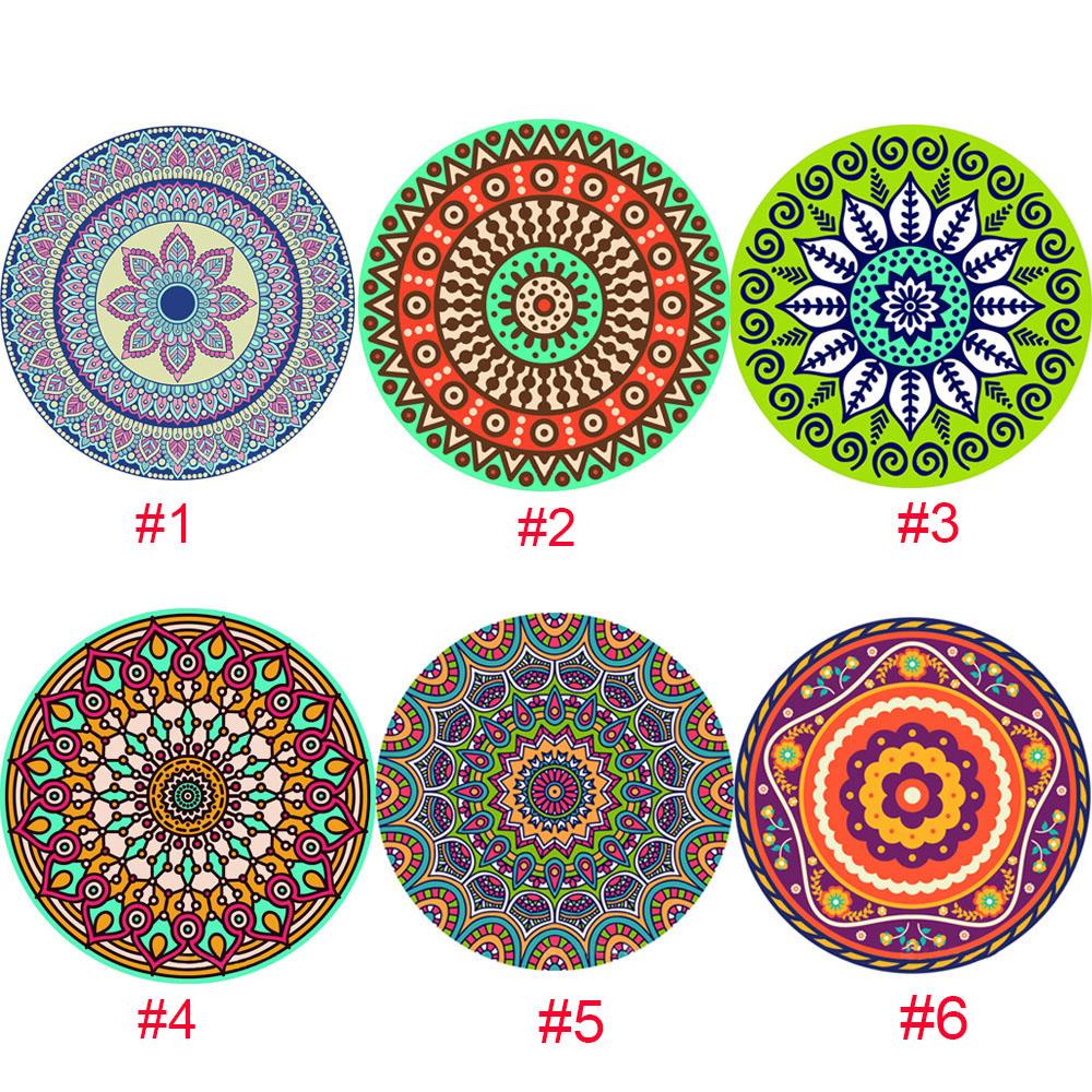 1 Tấm Lót Bàn Ăn Chống Trượt Hình Tròn In Họa Tiết Hoa Mandala