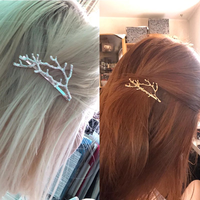 Kẹp tóc hợp kim mạ vàng thiết kế hình nhánh cây sang trọng tiện lợi dành cho nữ