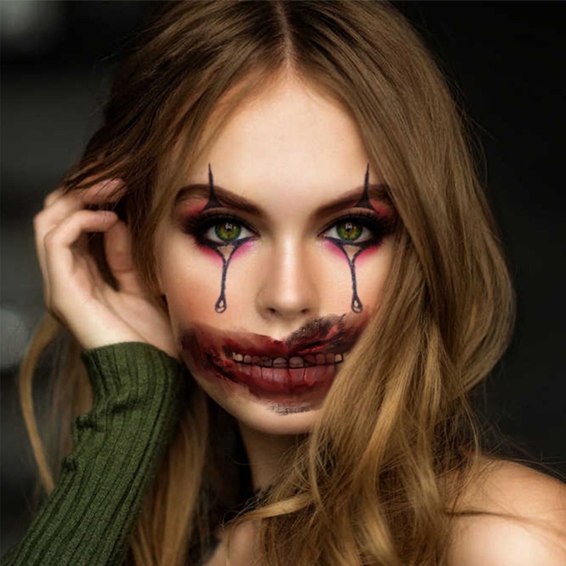 Bộ 10 Miếng Dán Hình Xăm Hóa Trang Halloween