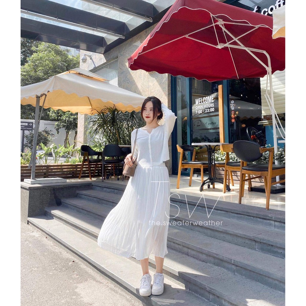 Chân váy xoè dập ly voan mỏng (Ảnh thật) | BigBuy360 - bigbuy360.vn