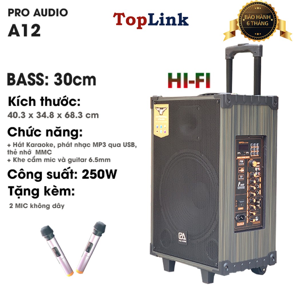Loa Kéo Di Động - Loa Kéo Karaoke Cao Cấp Công Suất 250W-500W A-12/ SKT 300 Siêu Bass 30cm( 3 Tấc )