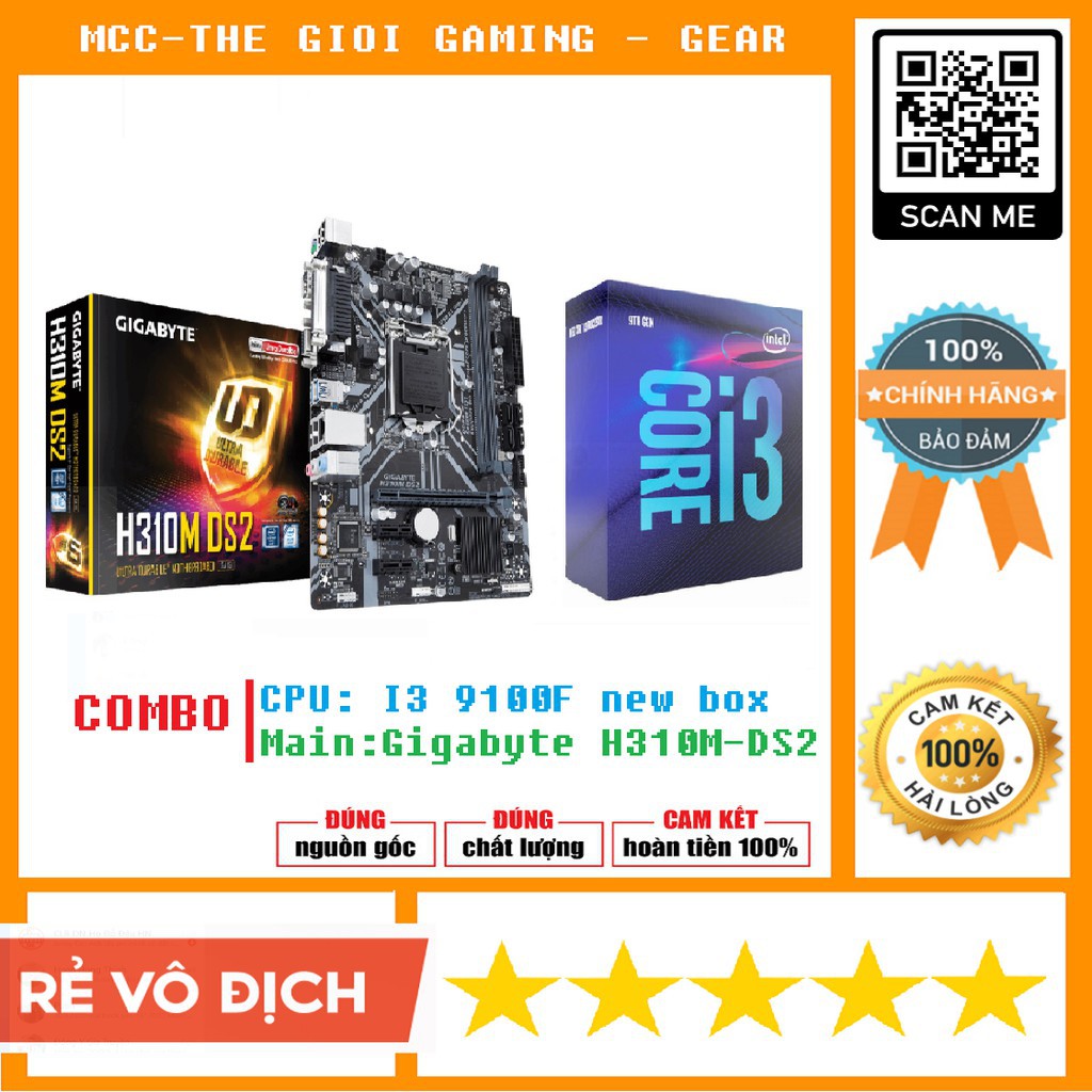 Combo máy tính I3 9100 + Main H310 - Chính hãng 36T