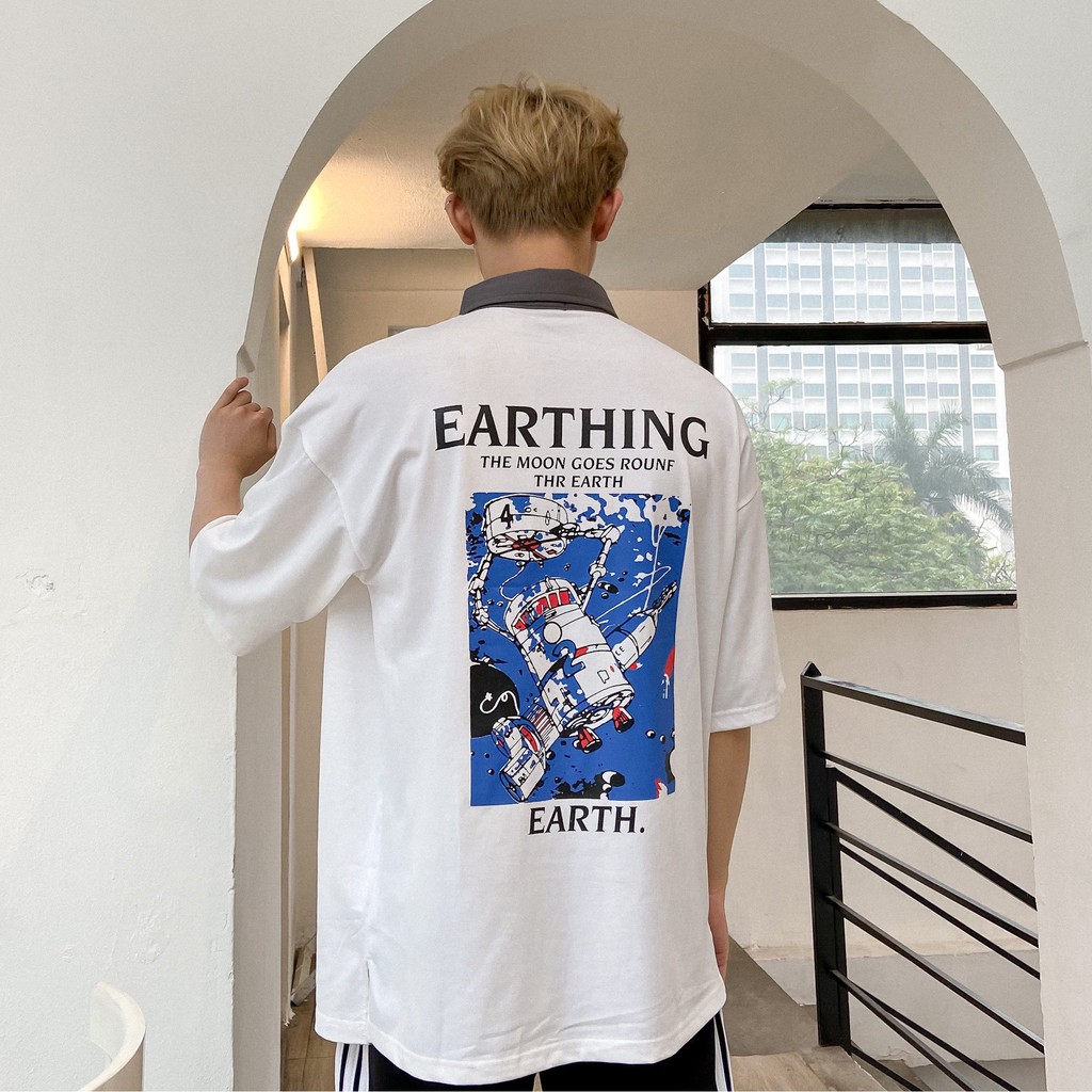Áo polo oversize EARTHING , áo thun có cổ tay lỡ unisex , Odin Clothing | BigBuy360 - bigbuy360.vn