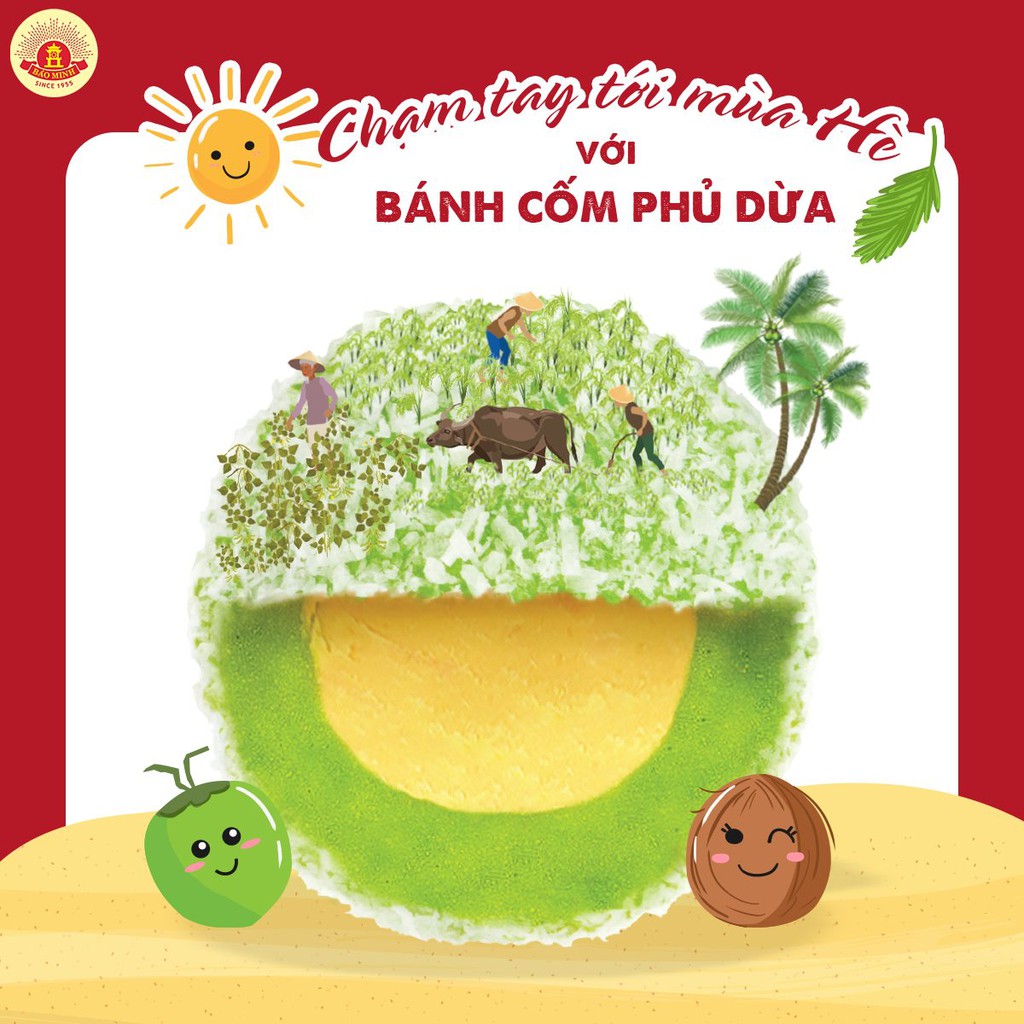 Bánh Cốm phủ Dừa Đặc Biệt Bảo Minh 240g