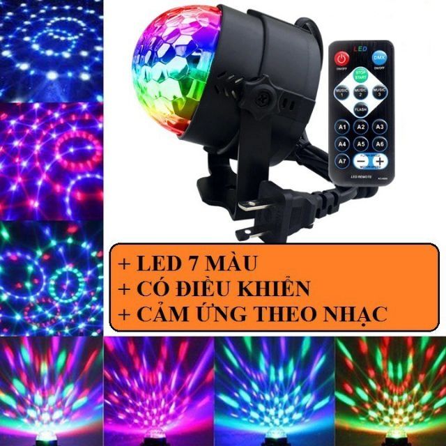 [GIÁ SIÊU SALE] Đèn Led Cầu Xoay Pha Lê 7 Màu Cảm Ứng Âm Thanh - STNT689