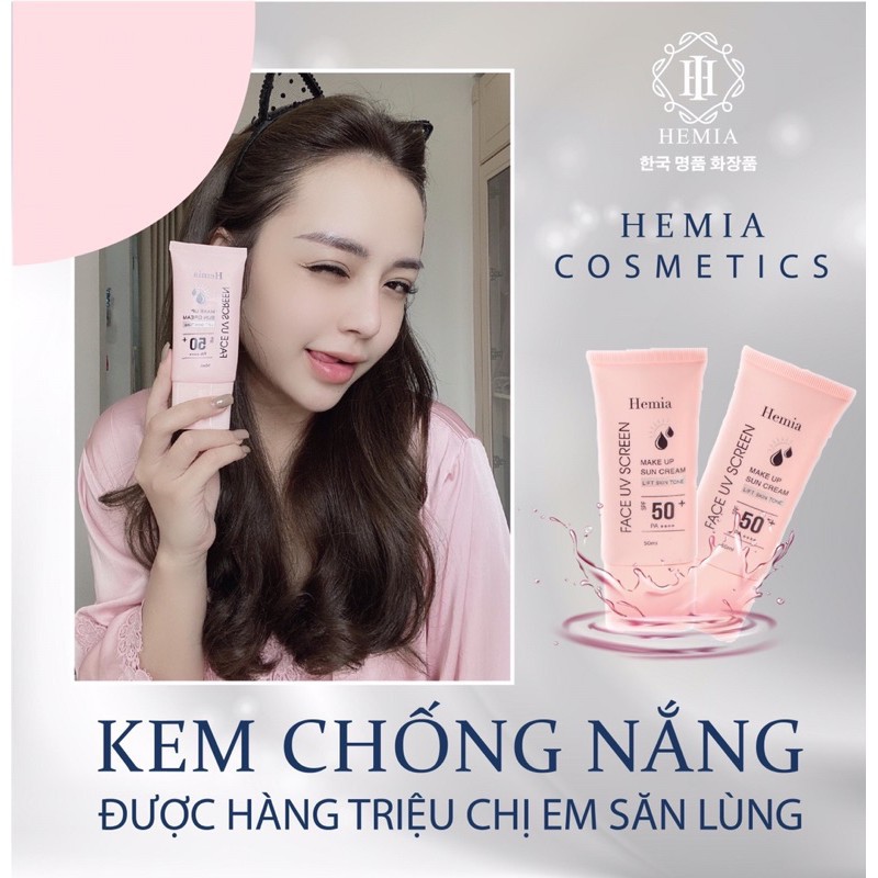 Kem chống nắng Hemia nâng tông, dưỡng trắng da SPF 50++ Hàn quốc 50ml