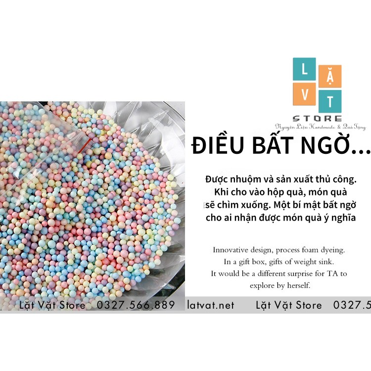 Hạt xốp bong bóng màu Pastel để gói quà, tạo bất ngờ khi mở quà. Hạt xốp chống sốc