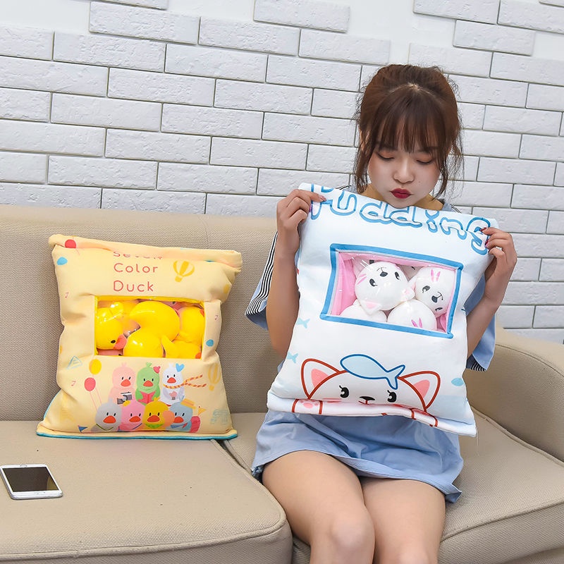 Thú Nhồi Bông Hình Gói Snack Một Túi Lớn Hình Kỳ Lân Hoa Anh Đào / Pikachu / Doraemon Dành Cho Bé Gái