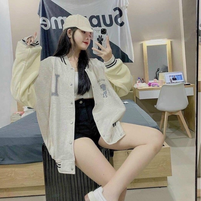 Áo Khoác Bomber 1987 [Freeship]🌸 Áo kaki tay bồng màu Nude Ulzzang 🌸KÈM VIDEO ẢNH THẬT