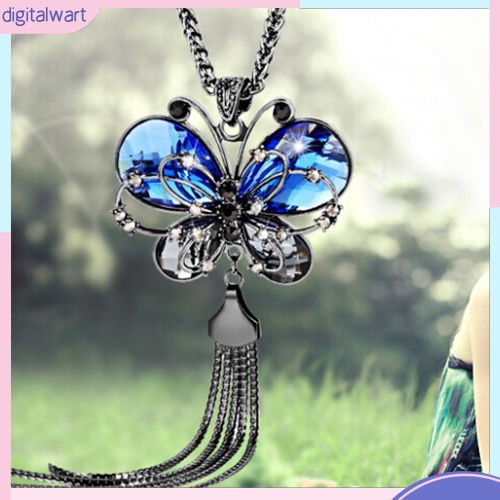 Dây chuyền hình bướm phối dây tua rua đính đá quý nhân tạo sang trọng quý phái dành cho nữ