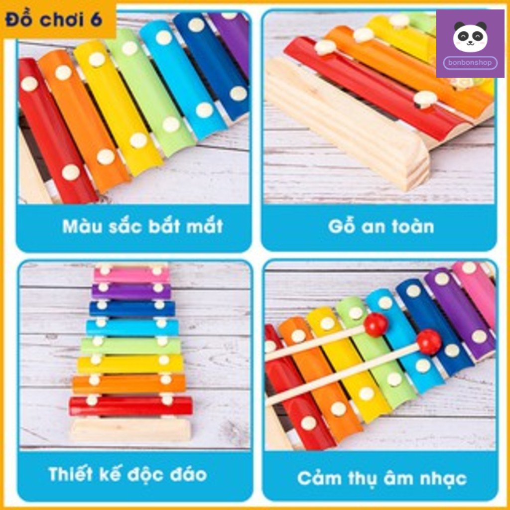 Combo 8 món đồ chơi gỗ an toàn cho bé - phát triển trí tuệ