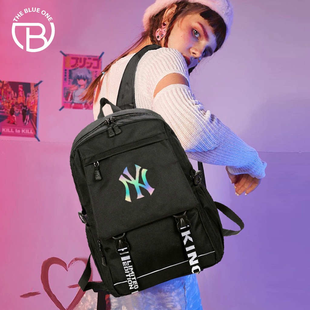 Balo Đi Học Ulzzang Thời Trang Unisex Hàn Quốc Logo Phát Sáng, Có Ngăn Chống Sốc Laptop Chống Nước Dùng Đi Chơi Du Lịch