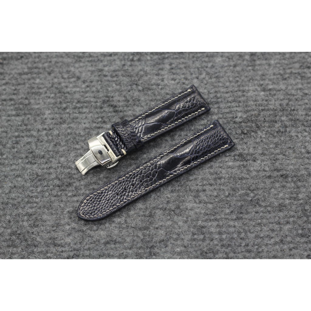 Dây đồng hồ da đà điểu KHÓA BƯỚM BẢO HÀNH 6 THÁNG đủ size 14/16/18/20/22mm