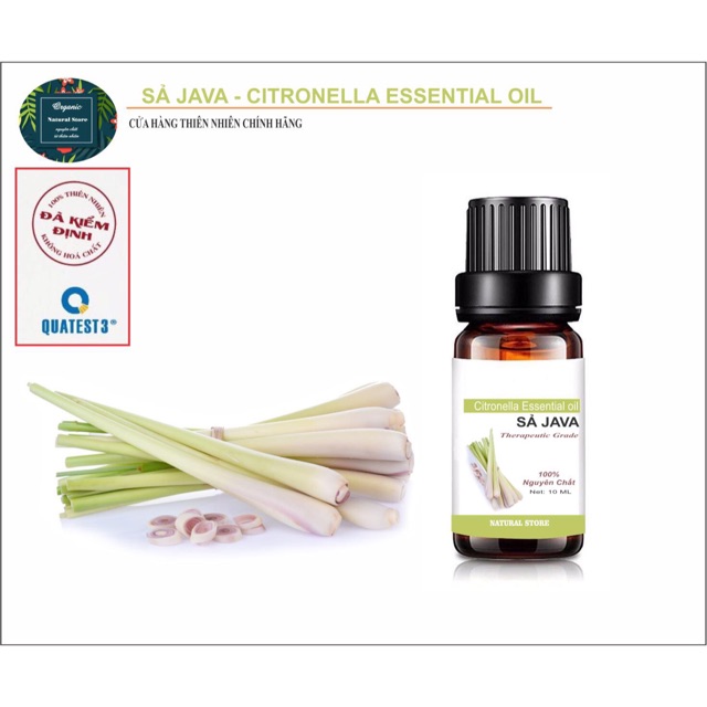 [ 10ML ] Tinh Dầu Sả Java 100% Nguyên Chất Organic ( Citronella Essential Oil )