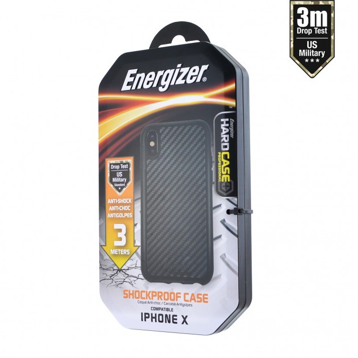 Ốp lưng carbon Energizer chống sốc 3m cho iPhone X - ENCOUL3MIP8CB