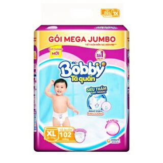 Thanh lý tã quần bobby mega jumbo m120/l111/ xl102/xxl93