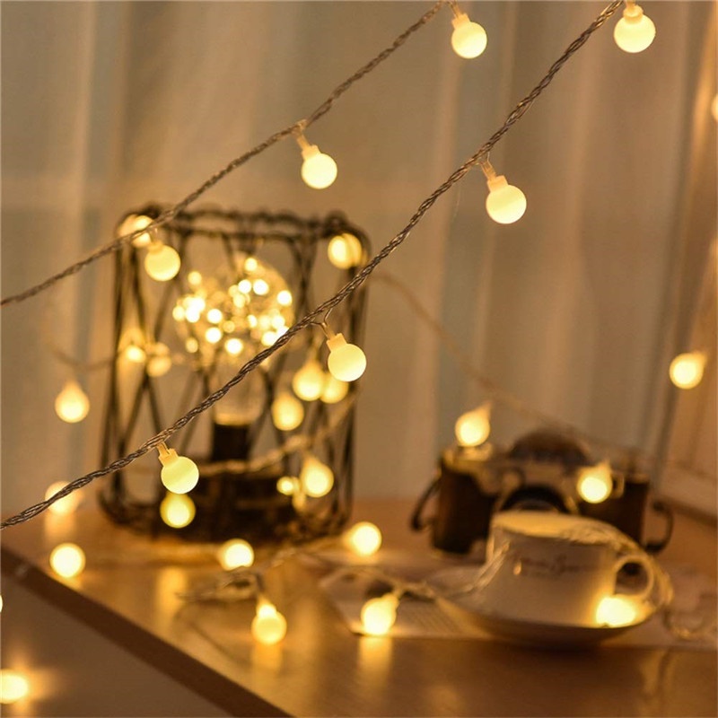 Dây đèn LED 10/20/40 bóng tròn để trang trí năm mới đẹp mắt