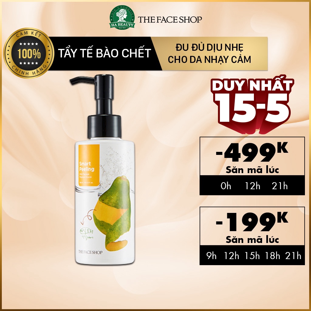 Tẩy tế bào chết cho da nhạy cảm The Face Shop Hà Beauty đu đủ dịu nhẹ Hàn Quốc Smart Peeling Mild Papaya 150ml