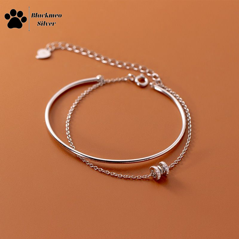 Lắc tay kép đôi 2 dây nữ, kiềng tay vòng xoay bạc nữ 925 [Cam kết 100% bạc 925]