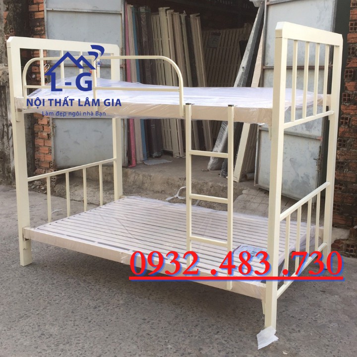 Giường tầng sắt hộp vuông 4x8 ngang 1m2x1m2 Dài 2m mới 100% tại HCM , Thủ Đức