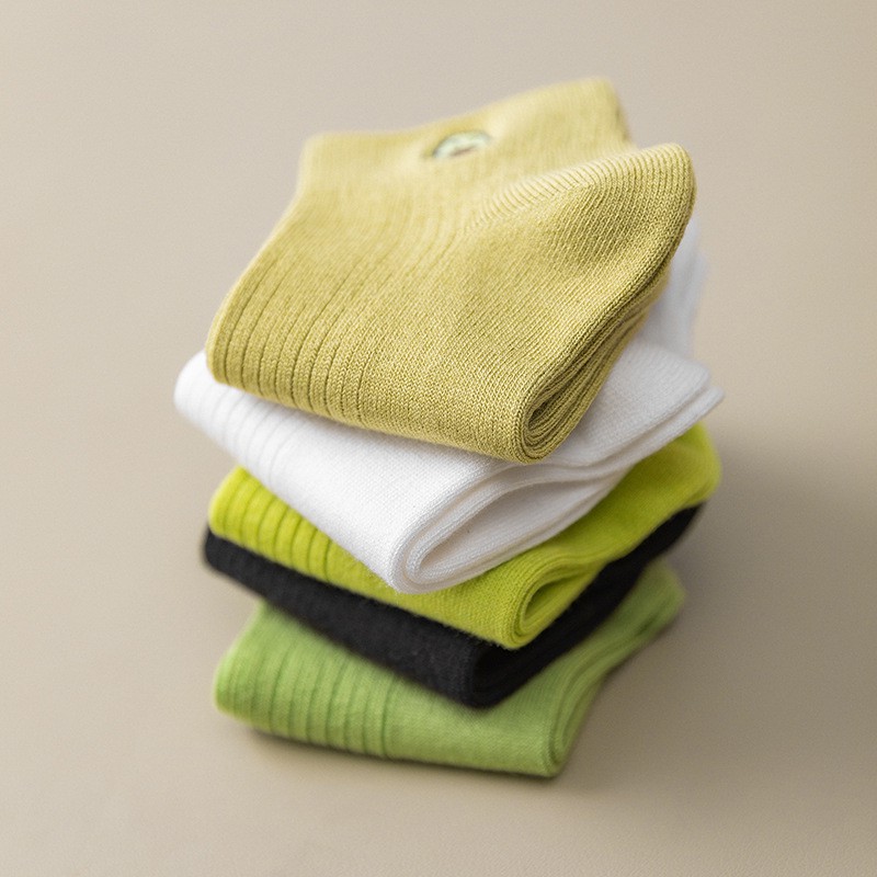 ❤️FREESHIP❤️ Tất - Vớ nữ Bơ Cotton Trơn Ulzzang Cổ Ngắn gân tăm Phong Cách Vintage Hàn Quốc