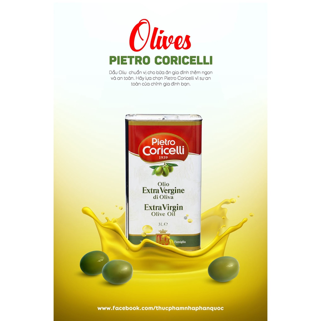 DẦU OLIU EXTRA VIRGIN PIETRO CORICELLI 3 LÍT